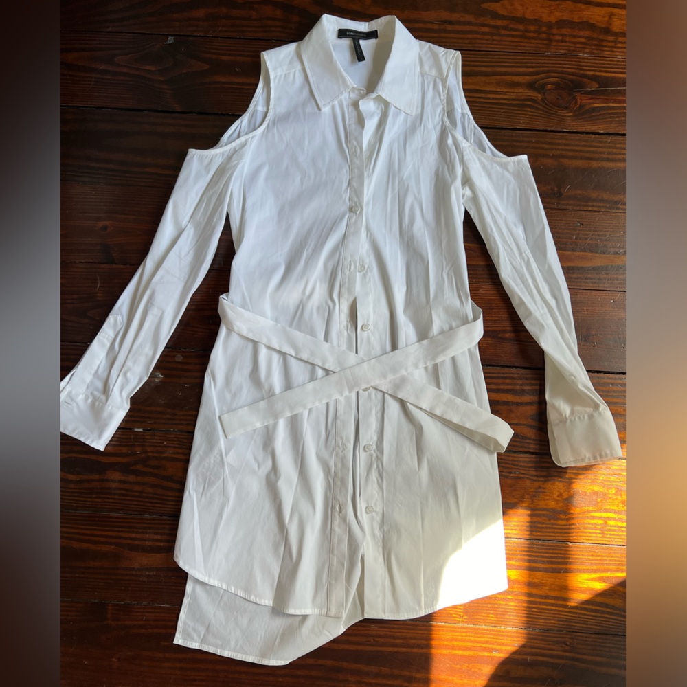 BCBG Maxazria White Shirt Dress Size S.